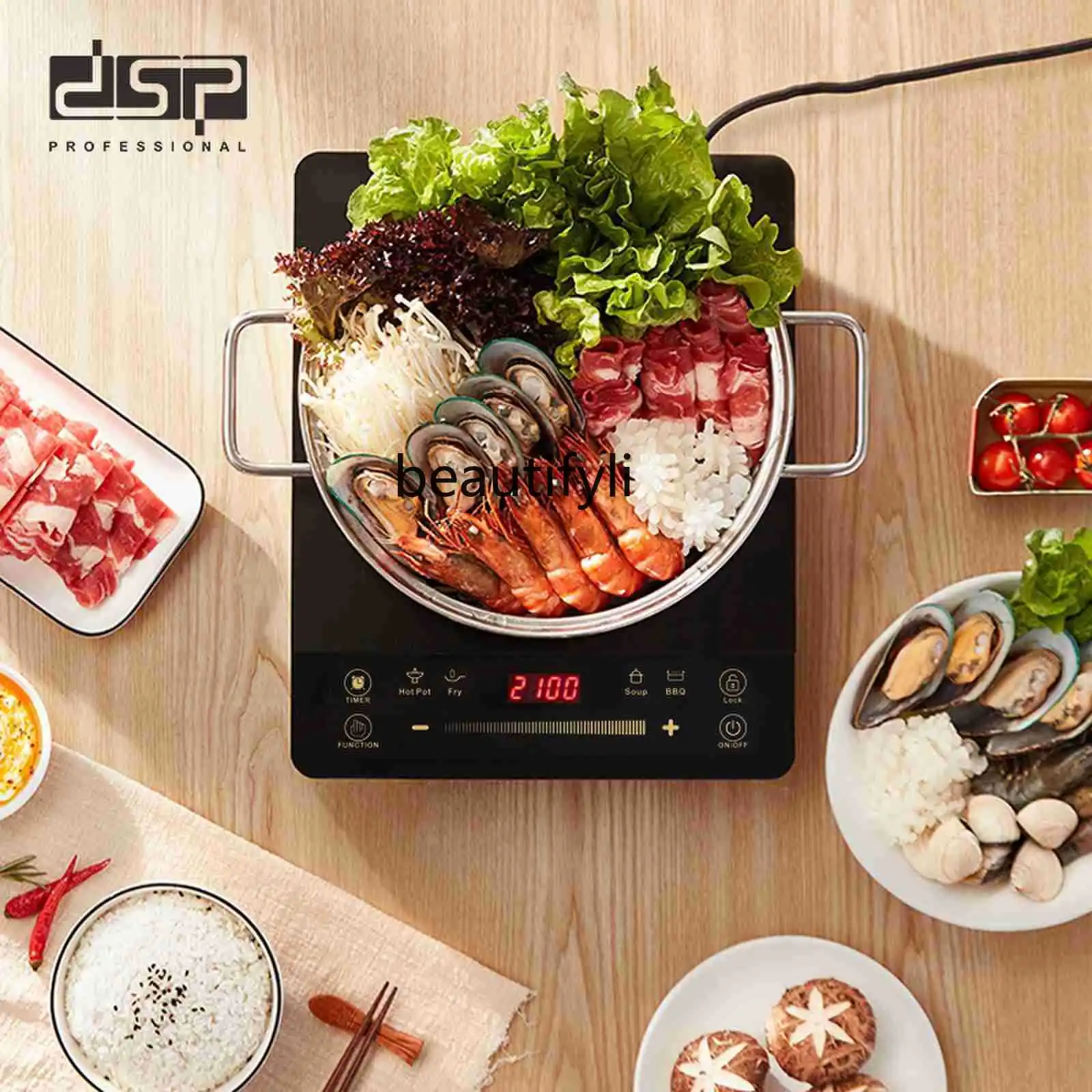 เตาไฟฟ้าเซรามิก เตาไฟฟ้าแบบสัมผัสในครัวเรือน 2000w ประหยัดพลังงานสูงผัดเตาไฟฟ้าเซรามิก