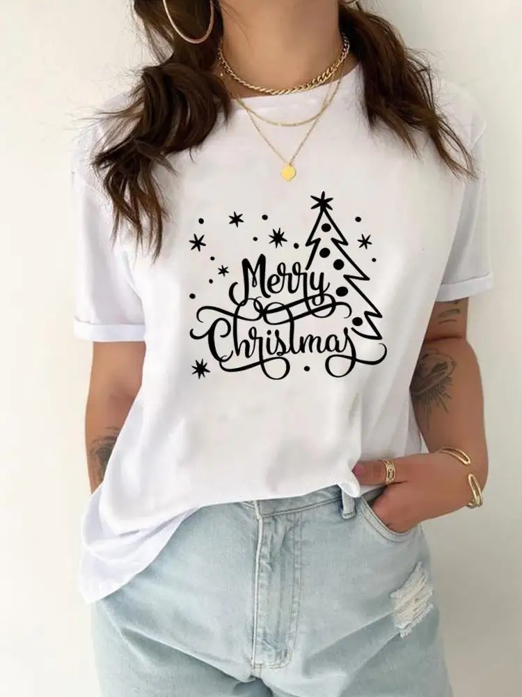 

Clothing Winter Style Tree Cute Festival New Year Fashion Print Women Merry Christmas Top Holiday T-shirt Tee Graphic T Shirt