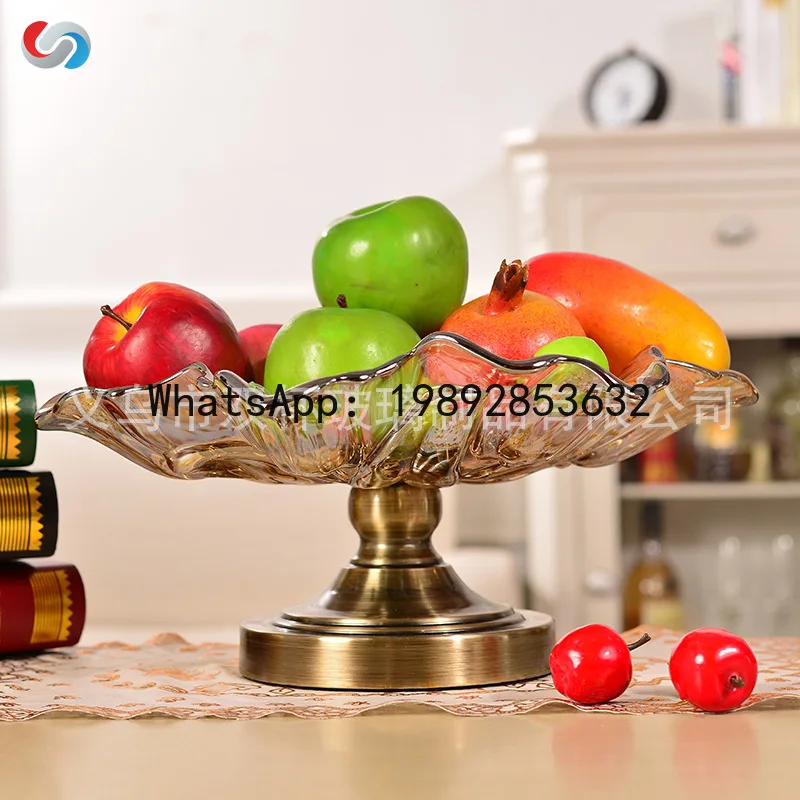 

X-23 Fruit Plate Living Room Household Coffee Table Large Double Candy Snack Plate Simple Modern Glass