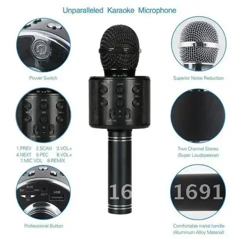 

Портативный беспроводной Bluetooth-микрофон KTV, караоке-микрофон с динамиком для телефонов IOS, Android, компьютеров, караоке