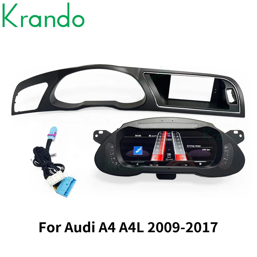 Krando 12.3'' Linux Digital Cluster For Audi A4 A4L S4 RS4 2009 - 2018 LCD Dashboard Panel Virtual Instrument CockPit