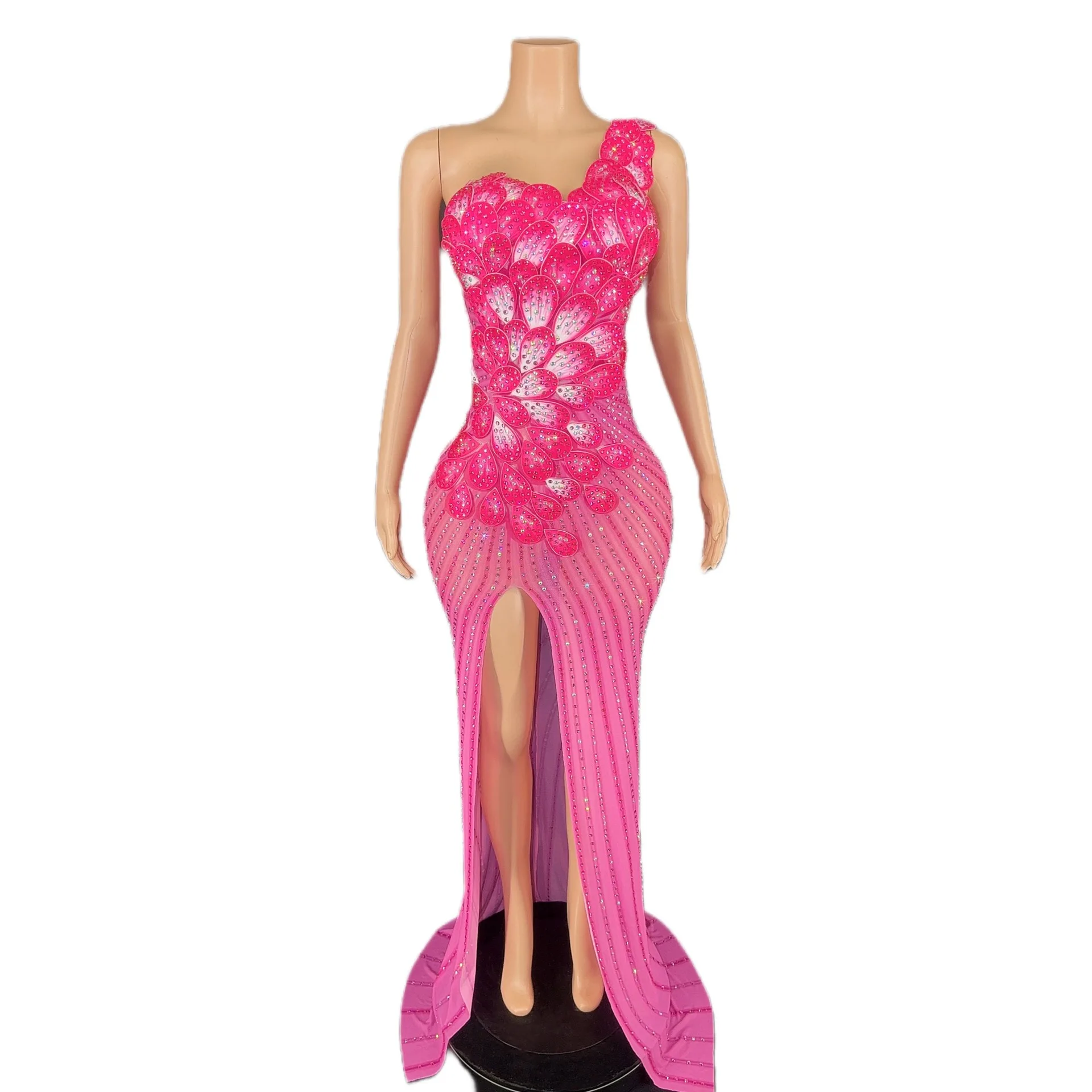 

Sexy Costume Women's Style Dress Three-Dimensional Flower Long Multi-Color Bar Host Car Model Performance