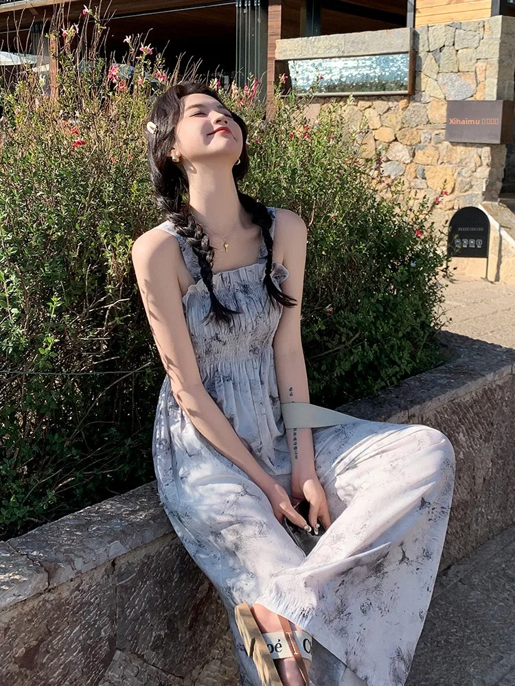 

Женские летние брюки-комбинезон с принтом Ele Water-Media, модные, с высокой талией, широкие штанины