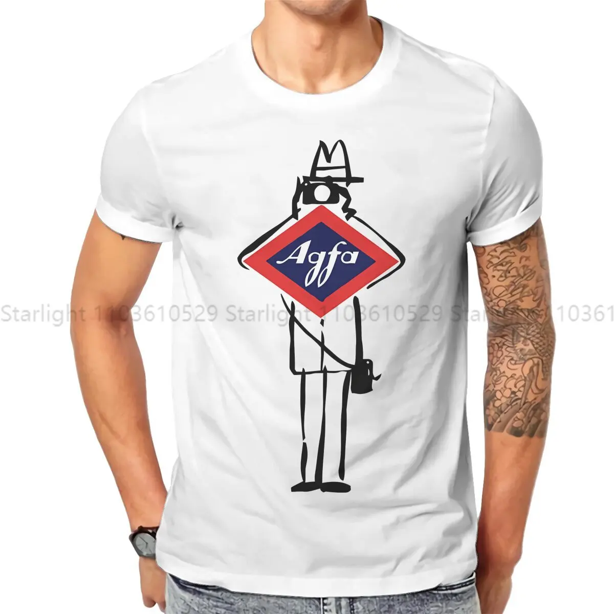 Camiseta de charol de cámara de fotógrafo, camisa básica de película Vintage Agfa, ropa de ocio para hombres, impresión