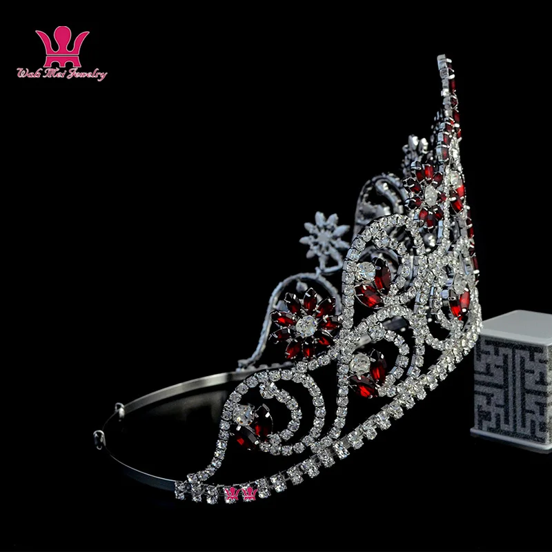 Crowns Tiaras Pink And Red Rhinestone Crystal Adjustable Headband Bridal Wedding Hair Jewelry Tiaras Pageant Queen Crown Mo241