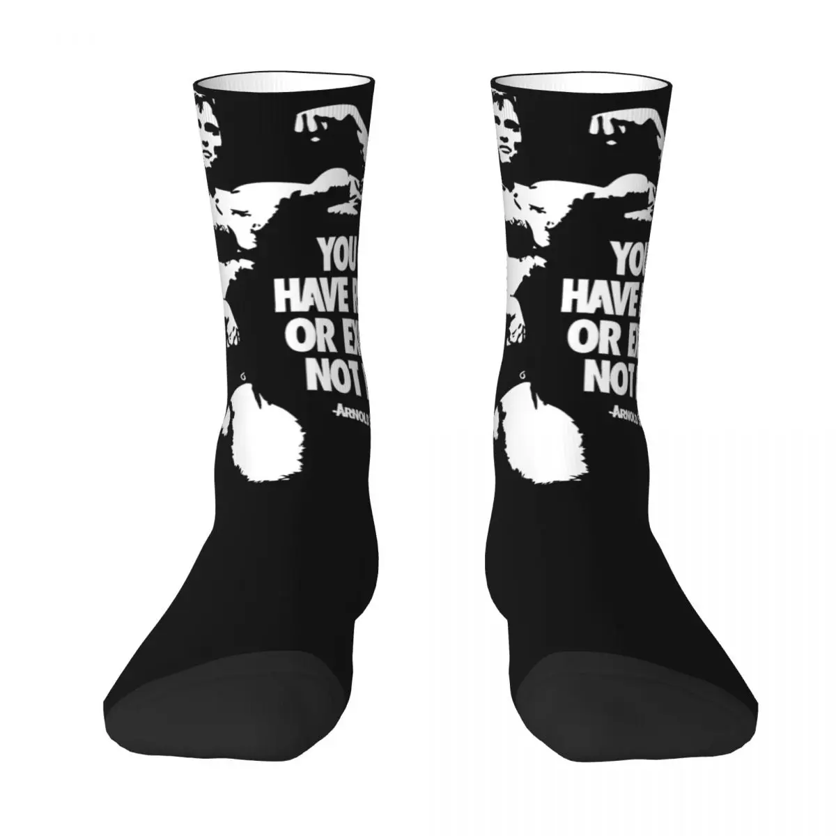 Arnold Schwarzeneggers Socks bodybuilding Harajuku Stockings Autumn Non Skid Men Socks Medium Soft Graphic Running Sports Socks