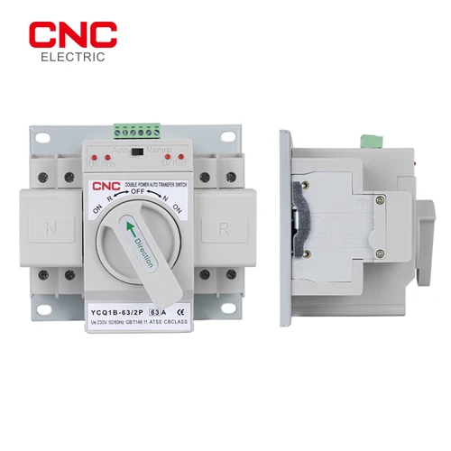 Imagen 2 del producto CNC YCQ1B-63 2P 63A interruptor de transferencia automática de doble potencia 50/60Hz MCB AC230V disyuntores de conmutación automática/manual