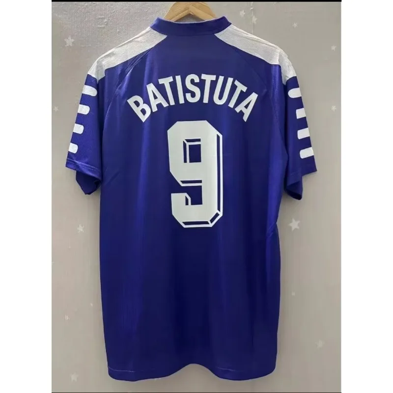 

1998Argentina Away Ретро Джерси Футбольная рубашка с 3D принтом и круглым вырезом с короткими рукавами Дышащая быстросохнущая свободная удобная футболка