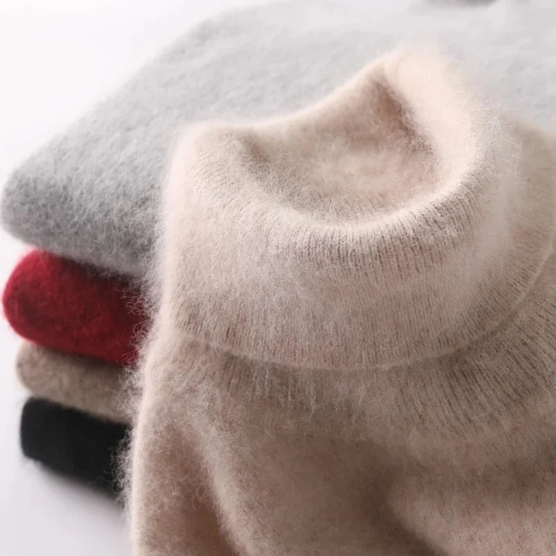 Man Jumpers 100% Mink Cashmere Knitted Sweaters Hot Sale Soft Turtleneck Winter Thick Warm 8Colors Men Sweater