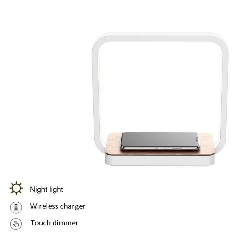 Bedside Lamp Wireless Charger LED Desk Lamp with Touch Control 3 Light Hues,Table Lamp Eye-caring Reading Light