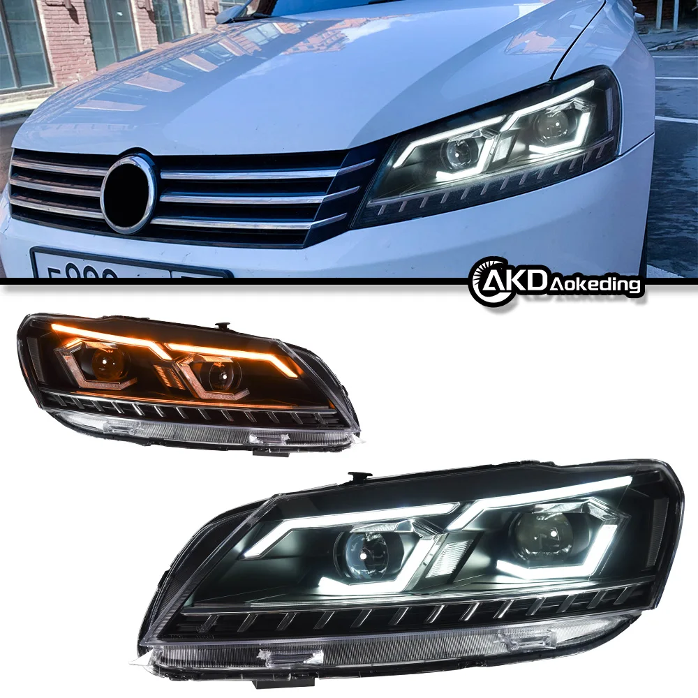 Car Lights for Passat B7 US Version 2011-2015 LED Auto Headlight Assembly Upgrade Bifocal Lens Dynamic Signal Lamp Accessories