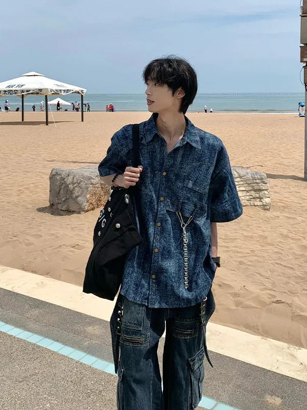 

Мужская рабочая одежда Cleanfit American Sle Deconstructed Dyed irt Jaet ort Sve, летняя дизайнерская высококачественная верхняя одежда