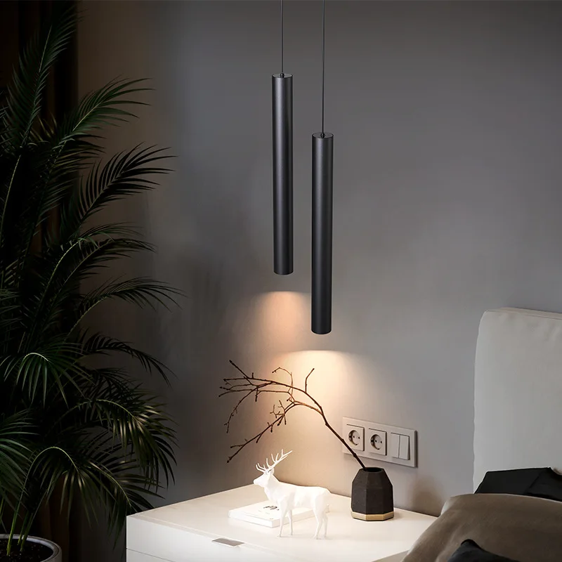 Modern Minimalist Pendant Lights Nordic Simple Living Room Bedside Lighting LED Cylindrical Long Tube Long Small Light Fixtures