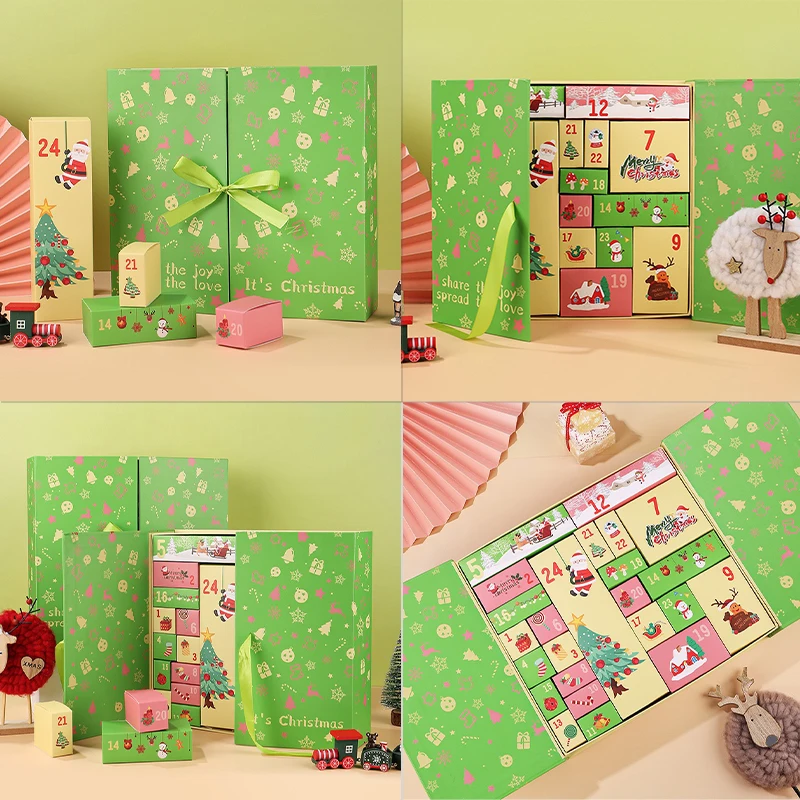 2025Customized Empty Cardboard Advent Calendar Boxes with Sponge Liner Matt Lamination and Embossing Gift Idea