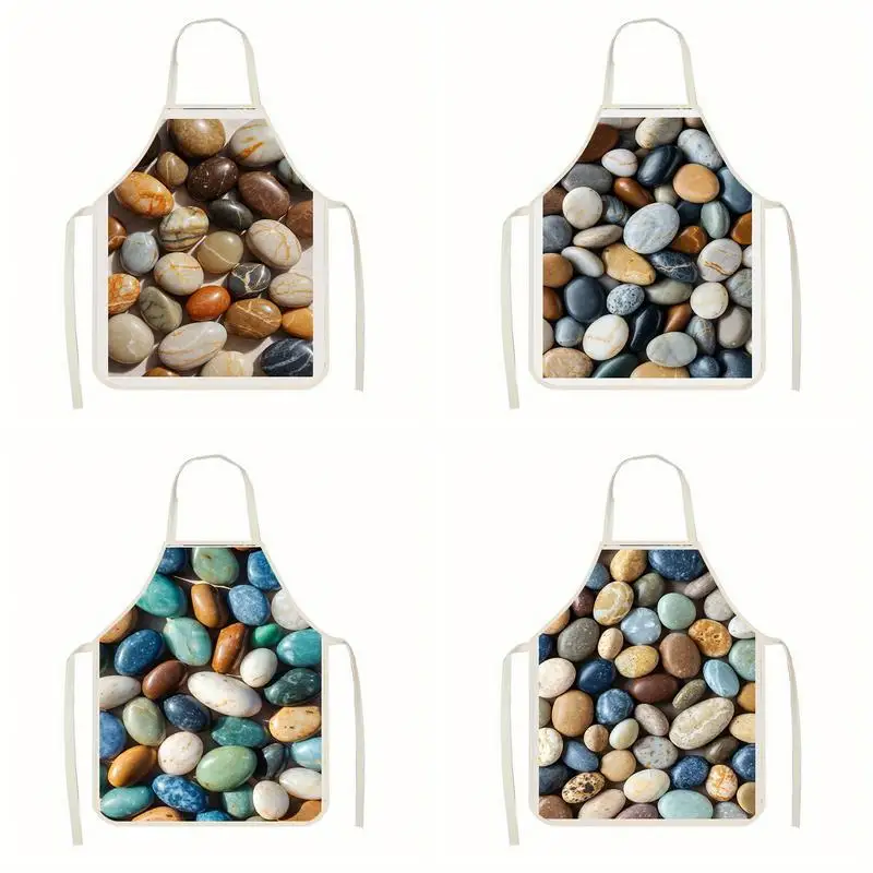 

Colorful River Stones Apron Linen Apron, Suitable For Kitchen Cooking, Parent-Child Interaction, Painting And Other Scenarios