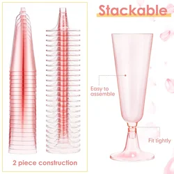 25pcs 150ml Safe Packing Plastic Champagne Flutes Disposable Sparkling Champagne Bar Cups Clear Toasting Glasses For Party