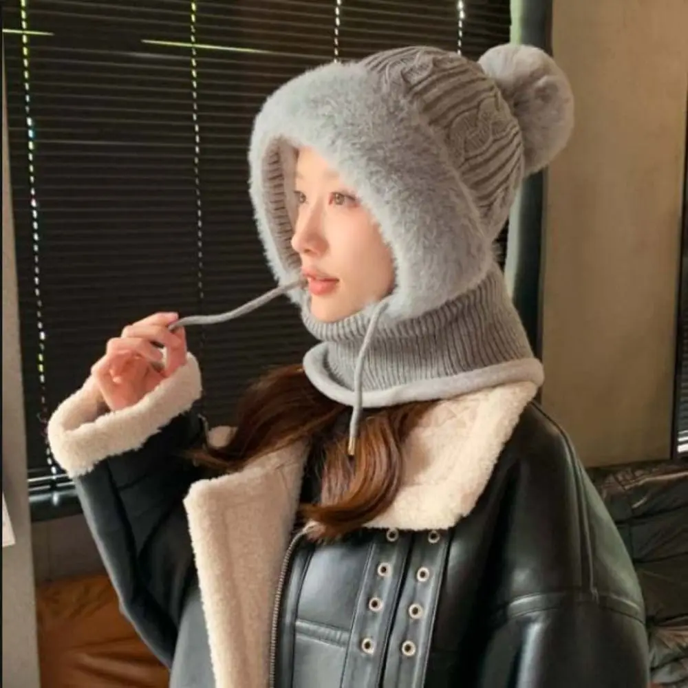 بالاكلافا قبعة وشاح ناعم ومجموعة قبعات مرنة 2 في 1 محبوك طقم قبعات رشاقته الدافئة أفخم مقنعين قبعة حرارية الدفء #5