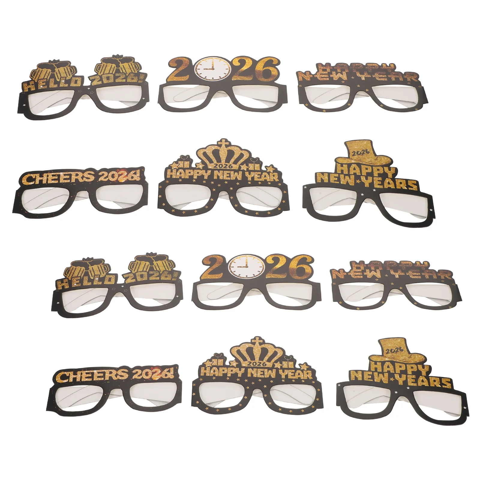 

5Sets New Year Paper Eyeglasses 2026 Glitter Frames Party Props Photo Booth Happy New Year Glasses 2026 Glitter Glasses