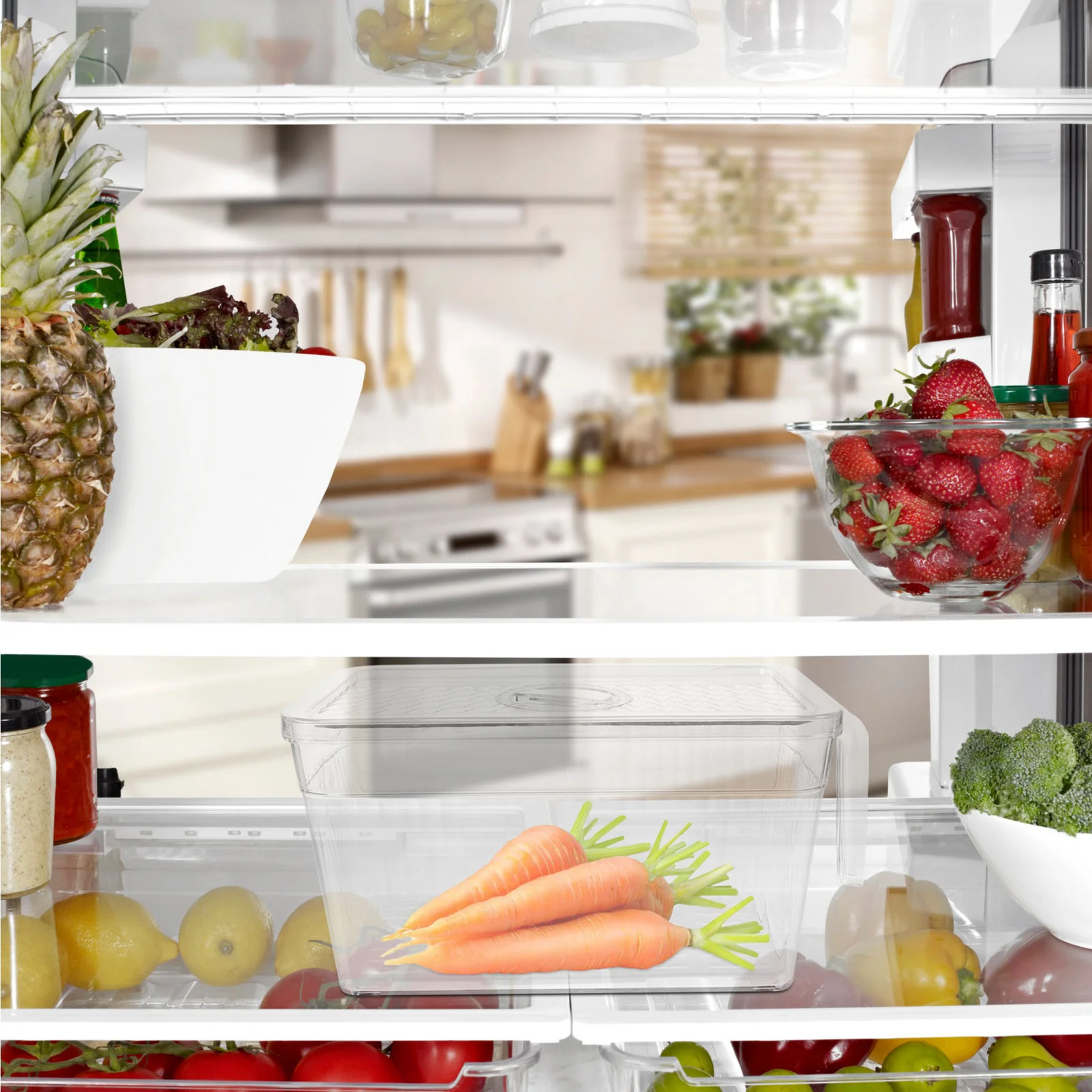 

Pet Fridge Storage Bin Refrigerator Organizer Large Capacity Food Storage Box Lidded Container for Fruits Vegetables