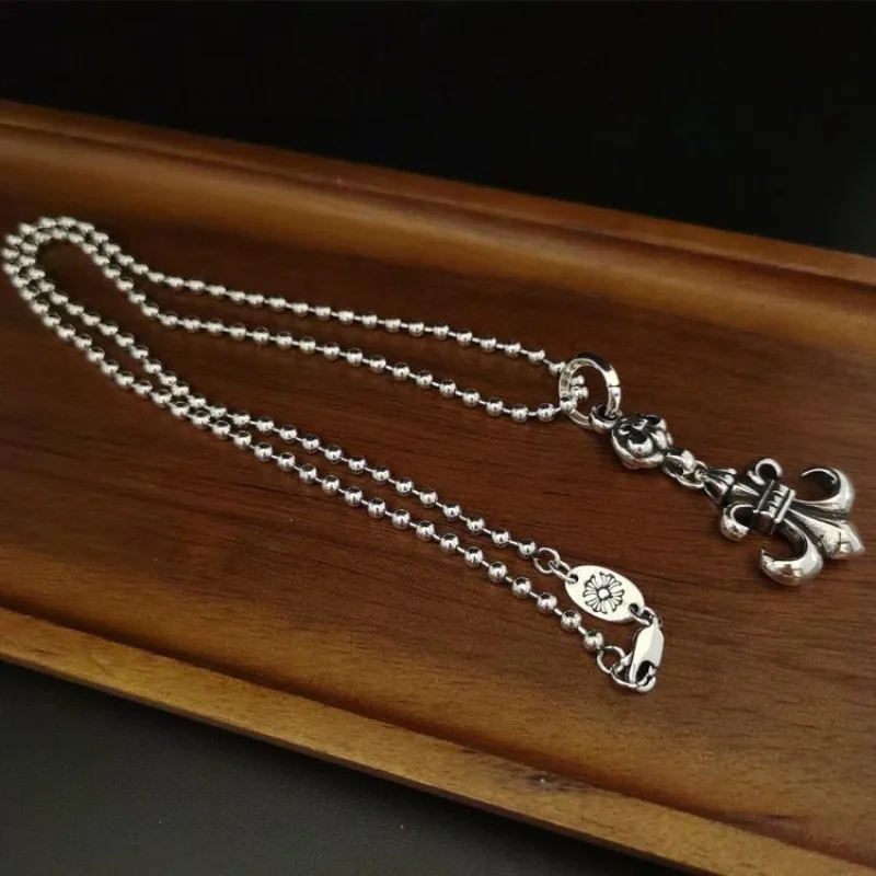 Hip Hop Cross Scout Flower Necklace Trendy Personality Retro Men's and Women's Trendy Long Versatile Sweater Chain