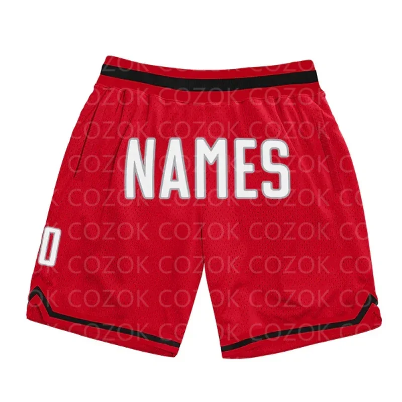 

Custom Red White Dark Authentic Basketball Shorts 3D Printed Men Shorts Your Name Mumber Quick Drying Beach Shorts