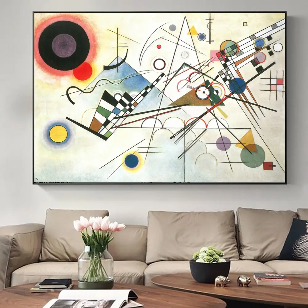 Wassily Kandinsky Inspired Abstract Geometry Canvas Print  Modern Wall Art Decor for Living Room