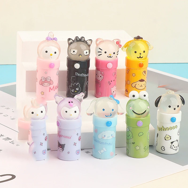 Sanrio Anime Mini Luminous Kt Cat Mymelody Kuromi Insulated Cup Miniature Figurines Landscape Decoration DIY Home Accessories