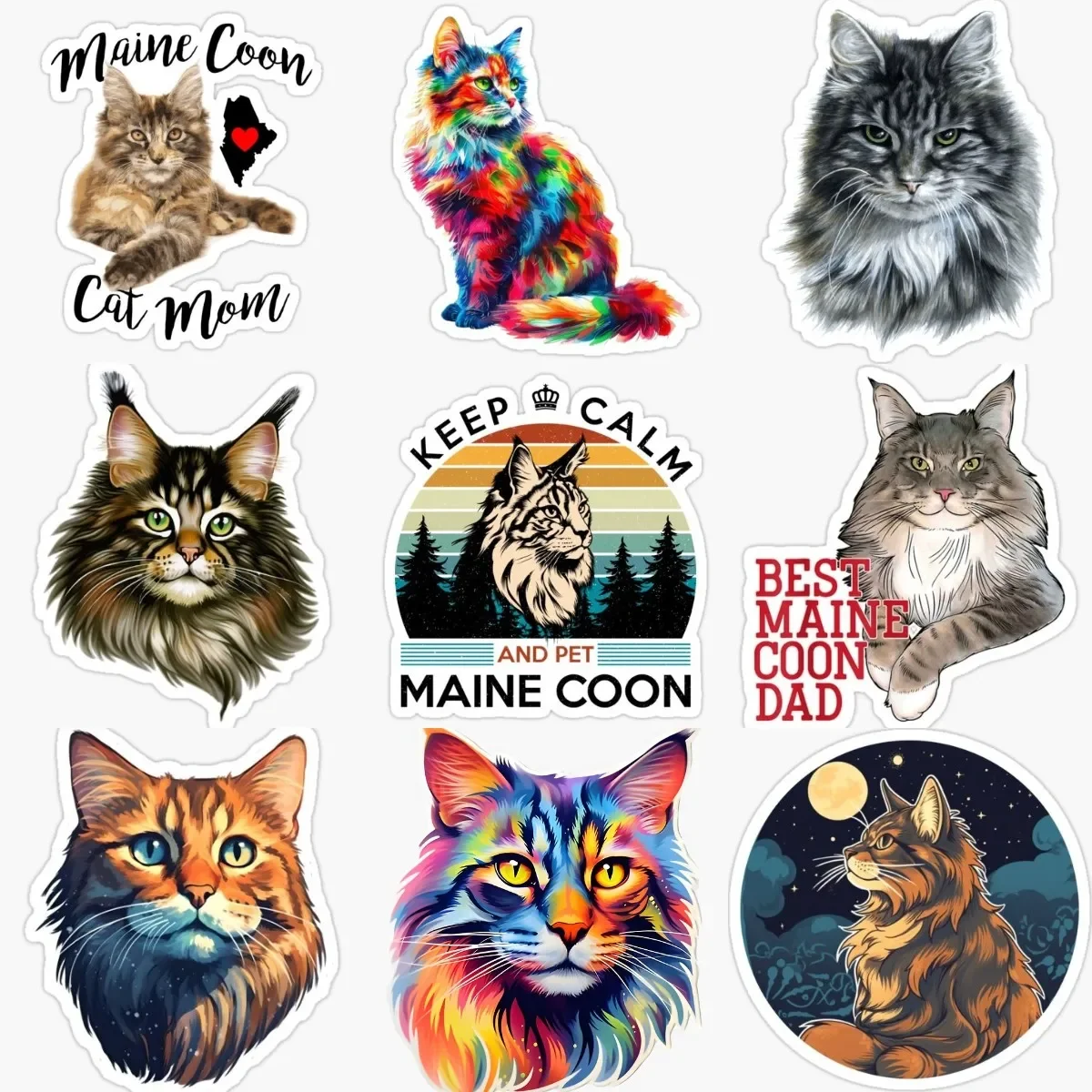 

Maine Coon Cat Cute Pets Personalized PVC Stickers for Decorate Car Van Truck Fridge Window Wall Motorcycle Decal Accessories