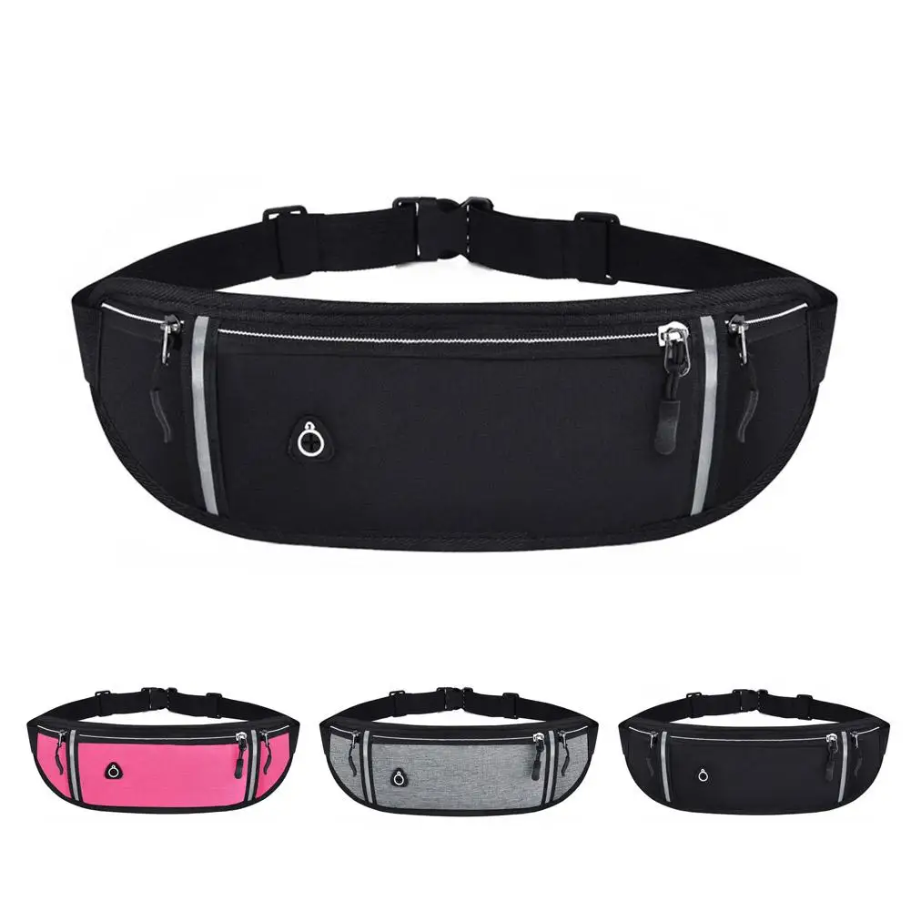 Running Waist Bag Lightweight Waterproof Reflective Strip Waist Fanny Pack Gym Sport Running Waist Pack Adjustable Elastic Strap