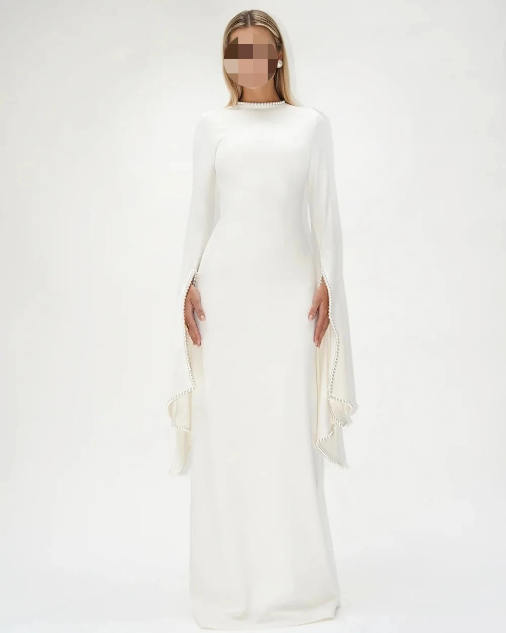 

Customized Chinese Style Jersey Pearl A-line Scoop Neck Long Dresses Prom Dresses Classic Exquisite Modern Style Pastrol Unisex