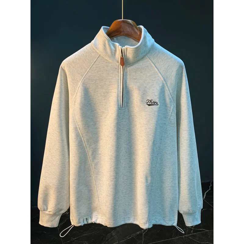 

Мужская толстовка с воротником-стойкой на молнии весной и осенью, новый повседневный спортивный топ, американская трендовая одежда с длинными рукавами