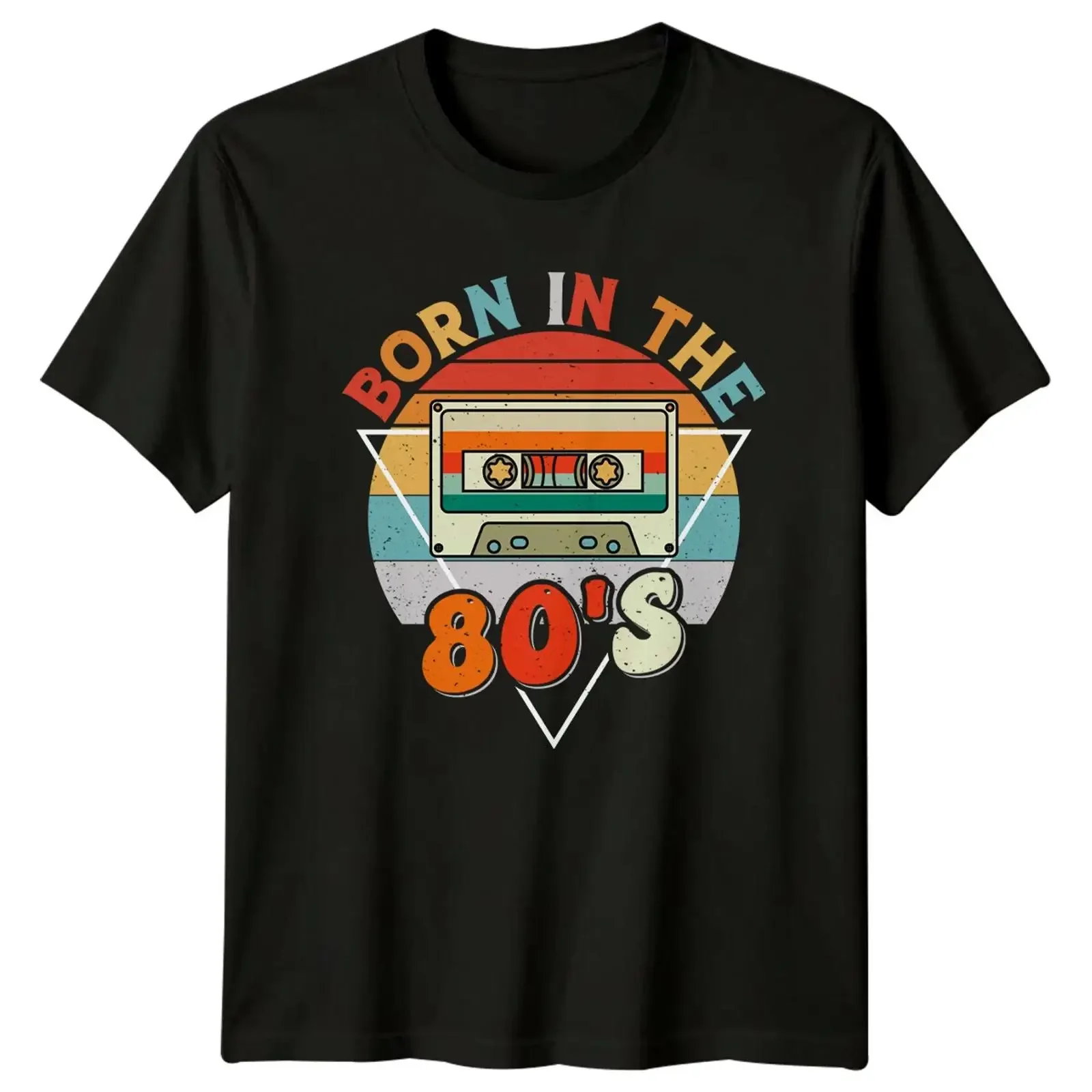 Born N The 80's Cassette Tape Retro Nostalgic T Shirt Vintage Style Bild 1 von 4 vintage Washed Versatile fashion Unisex homme