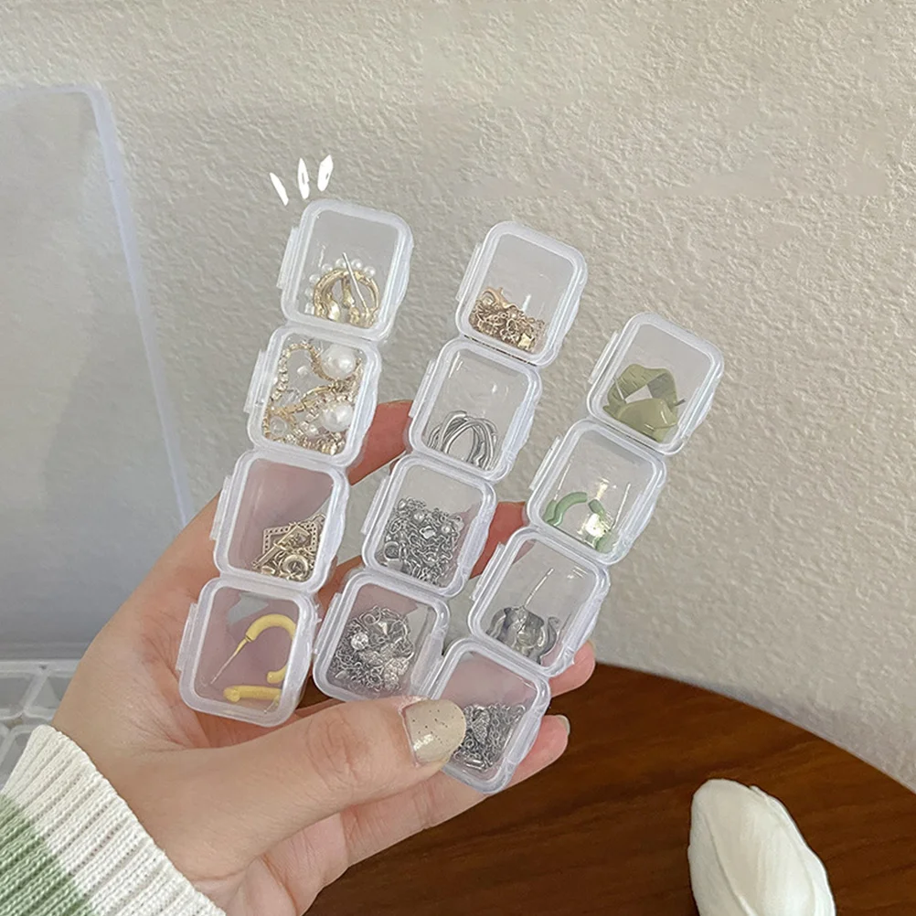 

Portable Jewelry Box ganizer Case Multi Compartments Necklace Bracelet Earrings Rings Beads Clear Plastic Storage Container Grid