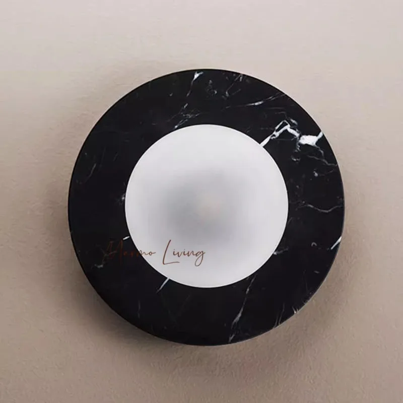 100% Natural Marble Wall Lamp Mid-Century Wabi Sabi Black Marquina Marble Lamp for Designer Villas