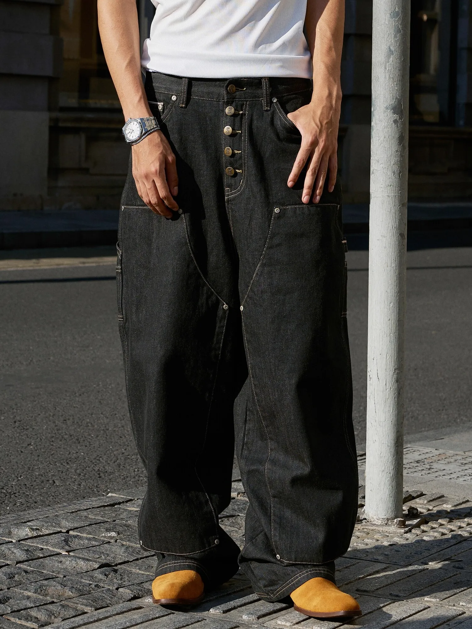 Men's Black Baggy Y2k Jeans Harajuku Vintage Denim Trousers Streetwear Japanese 2000s Style Oversize Jean Pants Clothes Y2K Jean
