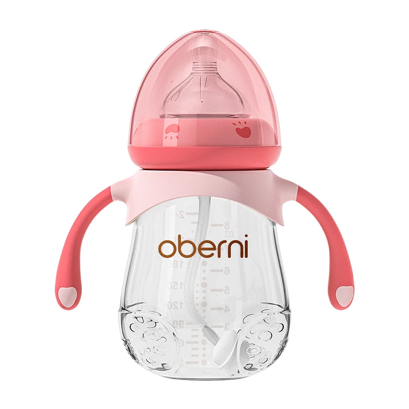 Oberni PP-BiSantos anti-chute et anti-colique pour bébé, avec poignée, sans BPA, biSantos d\'alimentation avec tétine pour enfant