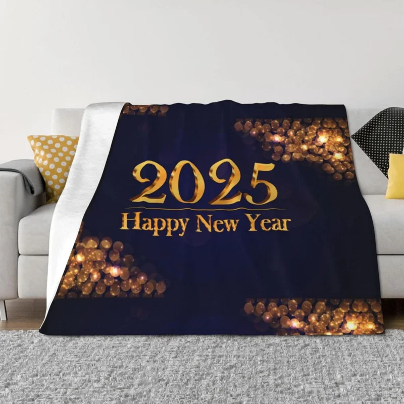 Happy New Year 2025, Soft and Comfortable Blanket Sofa Bed Bedroom Decorative Blanket 80INX60IN