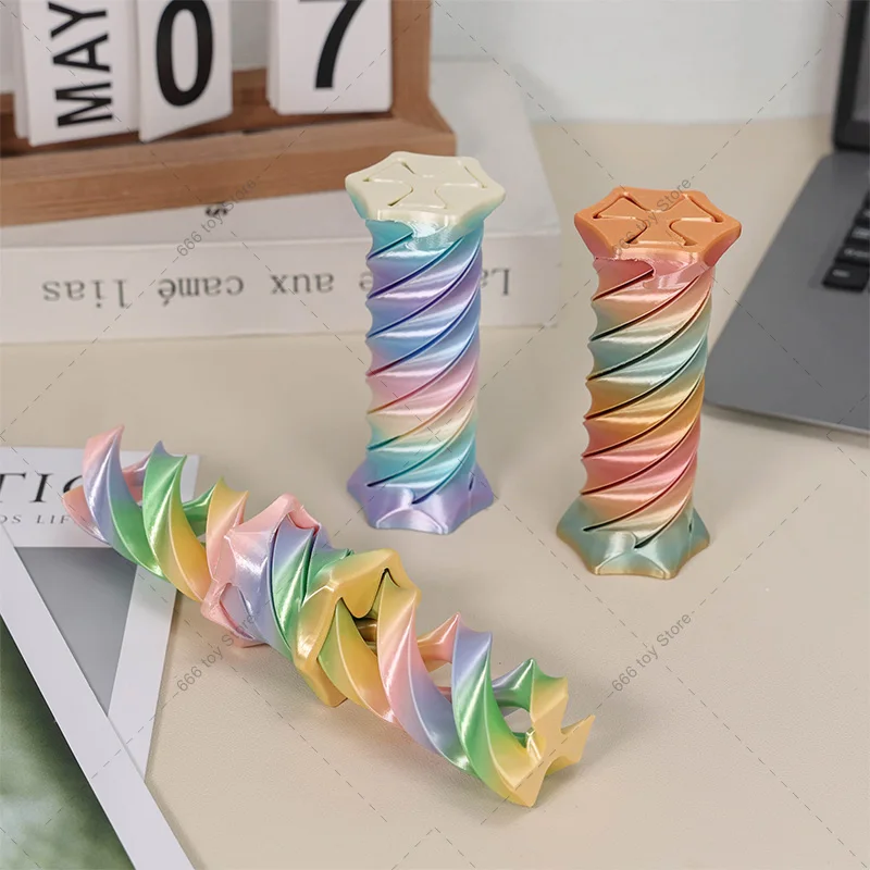 3D-geprinte onmogelijke piramide Passthrough gekleurd fidget speelgoed stress schroef speelgoed desktop decoratie