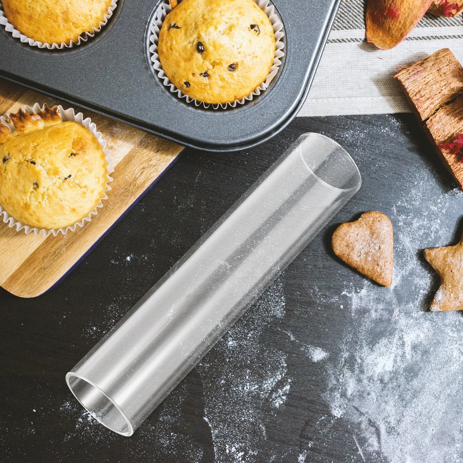 

1pc Transparent Round Cookie Dough Shaping Tube Nonstick Baking Mold For Cookies Cakes Chocolates Cooling Forming Storage
