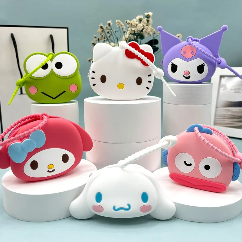 

Кошельки-брелоки Sanrio: Kuromi, Cinnamoroll, Pochacco. Силиконовые водонепроницаемые мини-сумочки-брелоки. Декоративные игрушки. Рождественский подарок.