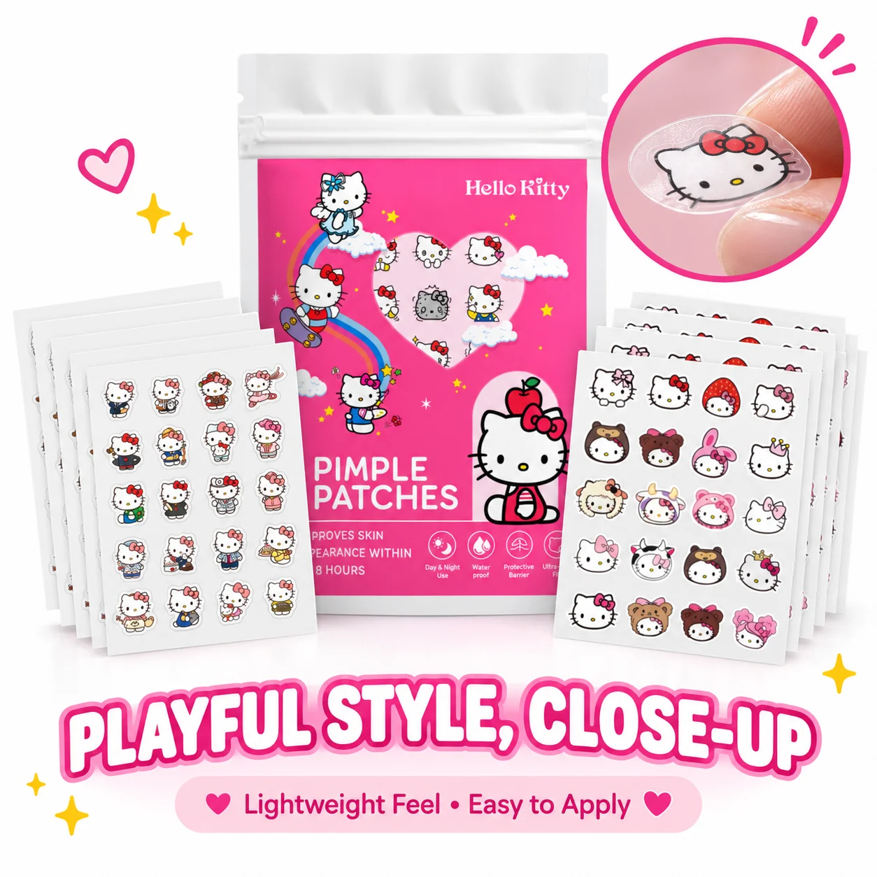 80/200pcs Cartoon Hello Kitty Hydrocolloid Patches, Invisible Concealer And -Removing Patches, Cute Design, Portable Packaging