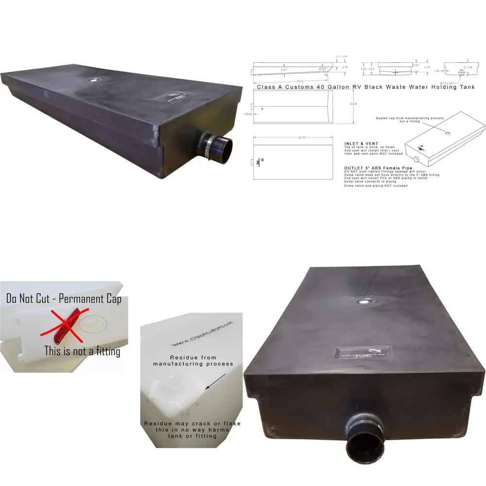 40 Gallon RV Black Water Tank - Class A Waste Holding System WT-4000
