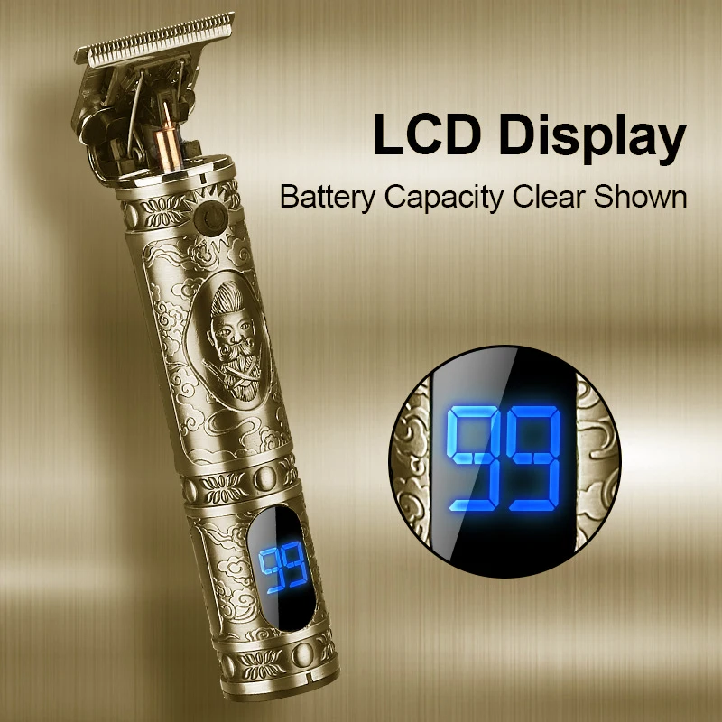 

RESUXI USB перезаряжаемая профессиональная машинка для стрижки волос с ЖК-дисплеем, триммер для волос, беспроводная электробритва для мужчин, парикмахерская машина для стрижки волос