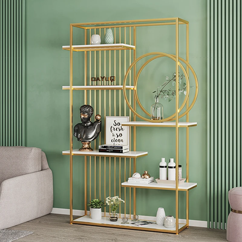 Benutzer definierte, Metall Licht Luxus neue Wohnzimmer Möbel Bücherregal Display Stand Boden bis zur Decke Lager regal