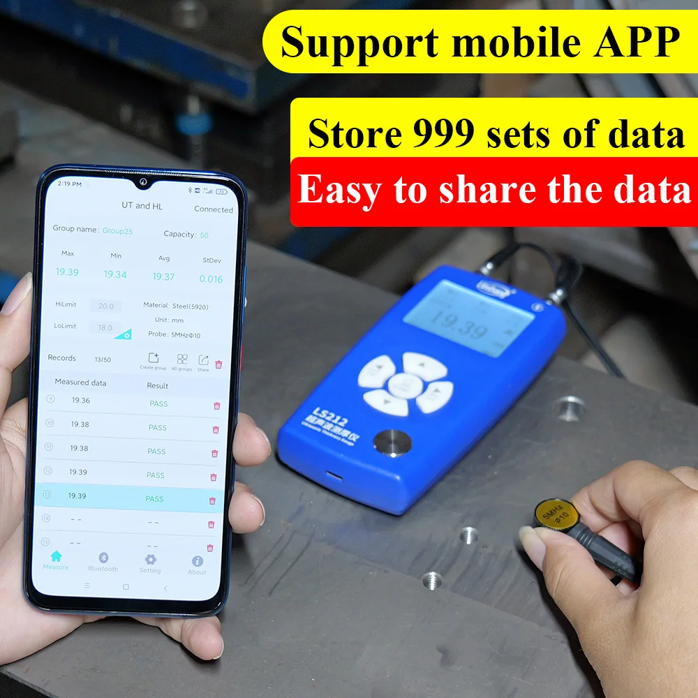 350 mm 0,001 resolutie ultrasone diktemeter via coating Digitale ultrasone diktemeter met hoge precisie