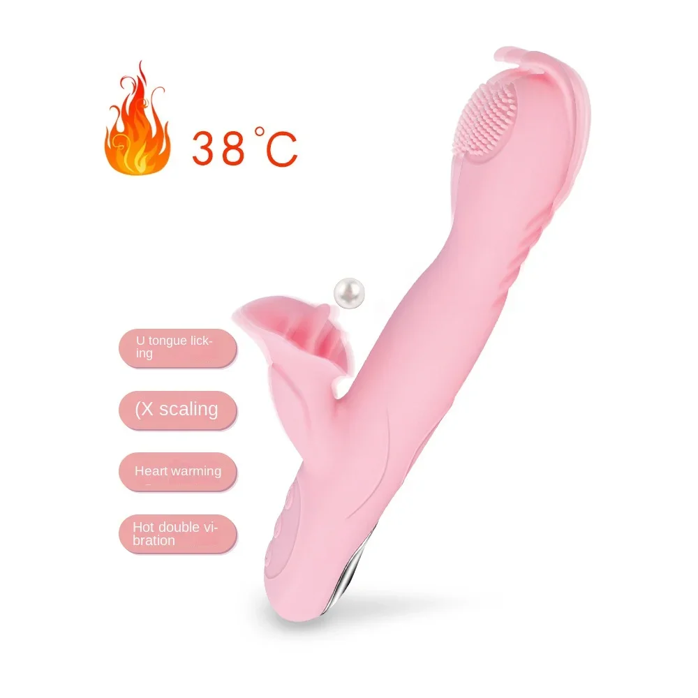 Heating Telescopic Rotating Tongue Licking Dildo Vibrator G-Spot Clitoris Stimulating Adult Toys Masturbator Sex Toys for Women