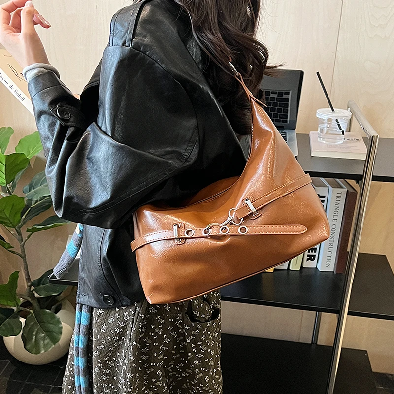 

Designer Bucket Crossbody Bags for Women Luxury 2025 Y2k Korean Fashion Underarm Shoulder Handbag Female Pu Leather Armpit Bag