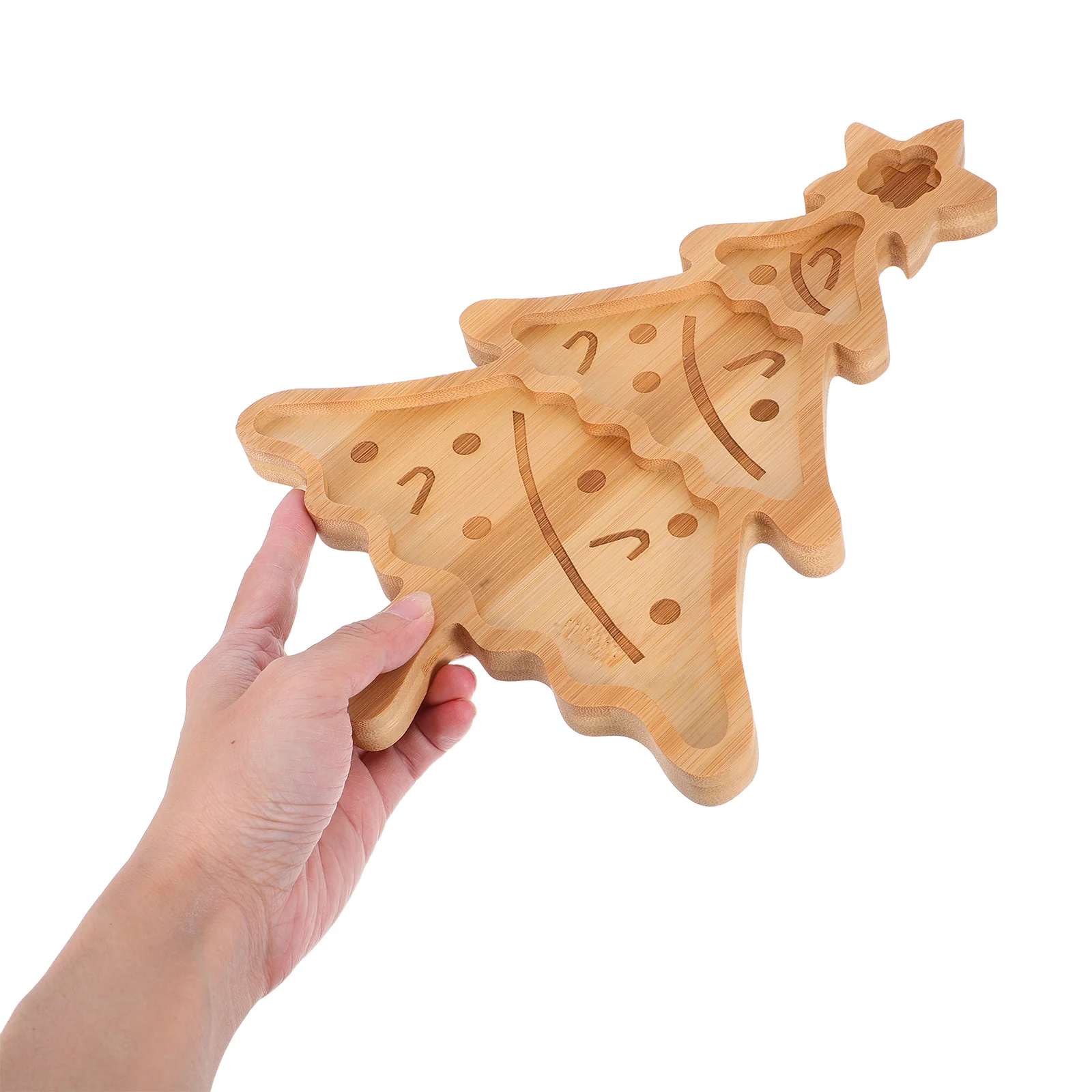 

Bamboo Christmas Tree Shaped Platter Light Yellow Holiday Serving Dish Fruit Salad Tray Dessert Serving Tray Kitchen Cutting