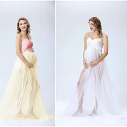 Vestidos de maternidad de gasa de encaje para mujer, camisón de maternidad sin mangas, vestido de bebé, Camisón de lactancia, vestido de tul