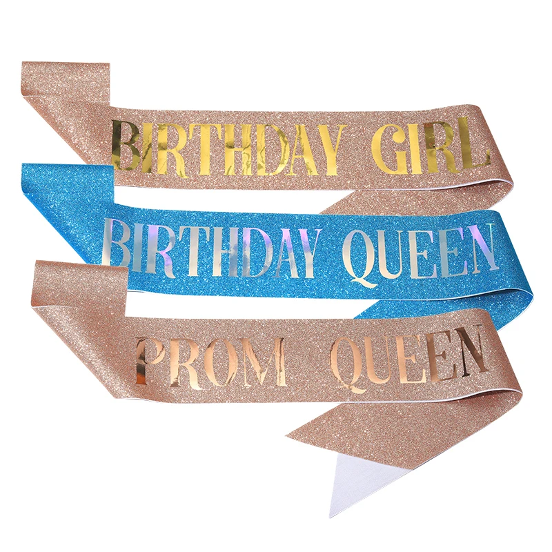 Birthday Girl and Queen Birthday party decoration ribbon Gold Scallion cloth hot gold sash Music Prom Prom Queen Sash